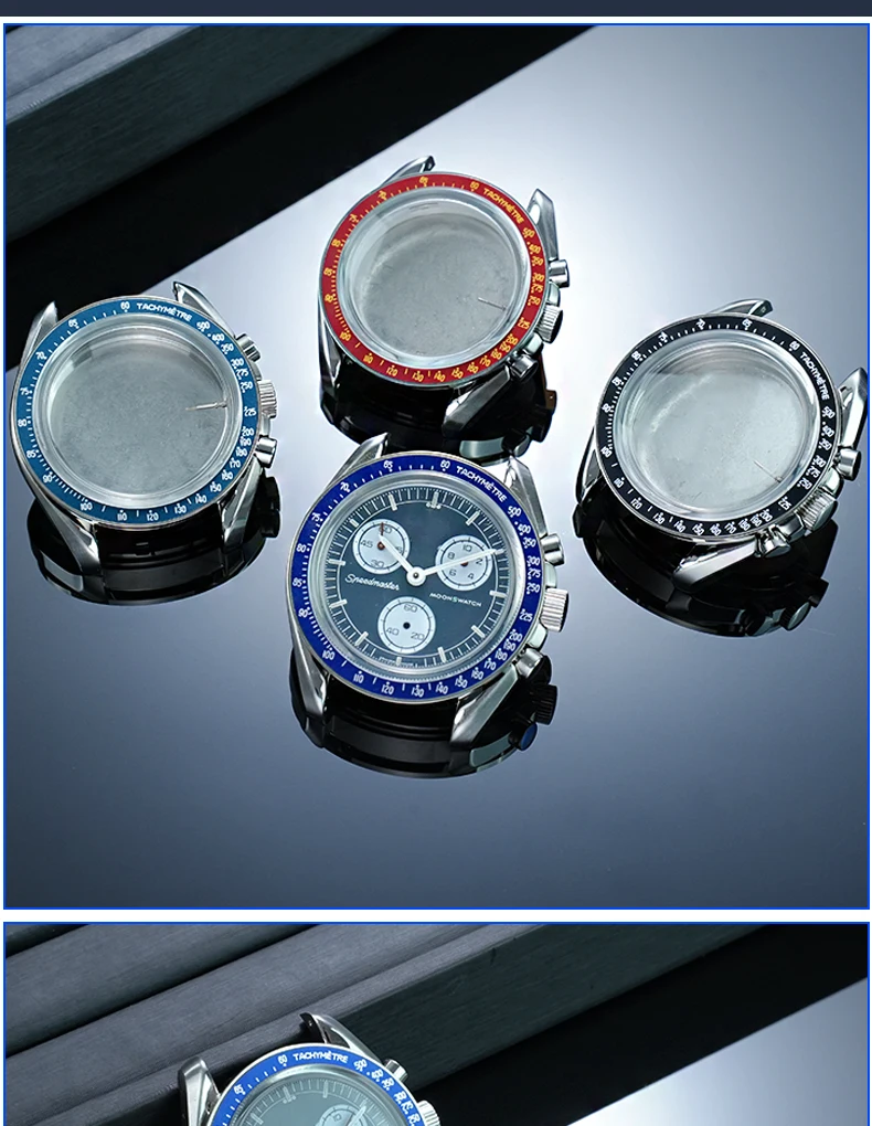 Stainless Steel Moon Watch Case Mod Kit for SWATCH & OMEGA Moonswatch 42mm Dial Metal Case Bracelet Watch Accessories NO Movemen