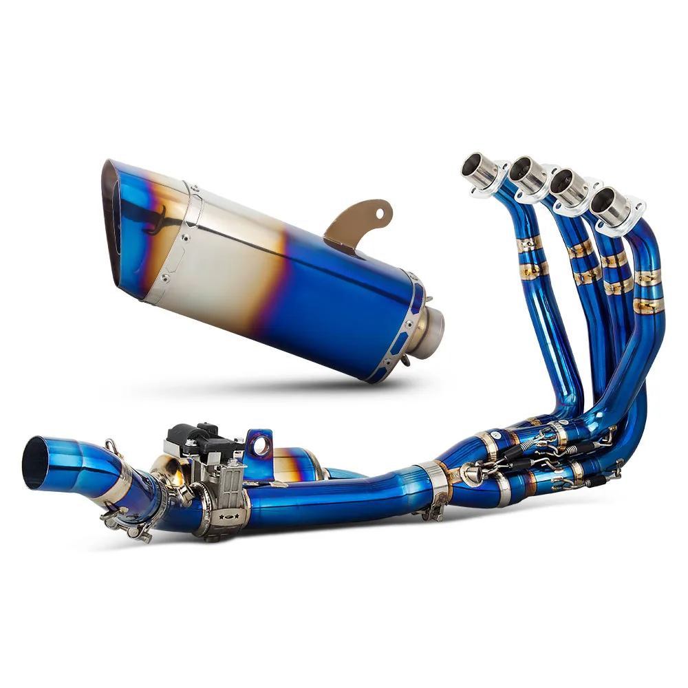 For Kawasaki ZX4R ZX4RR Motorcycle Exhaust Full Titanium System Modify Muffler Manifold with Electronic Valves Escape Racing Kit
