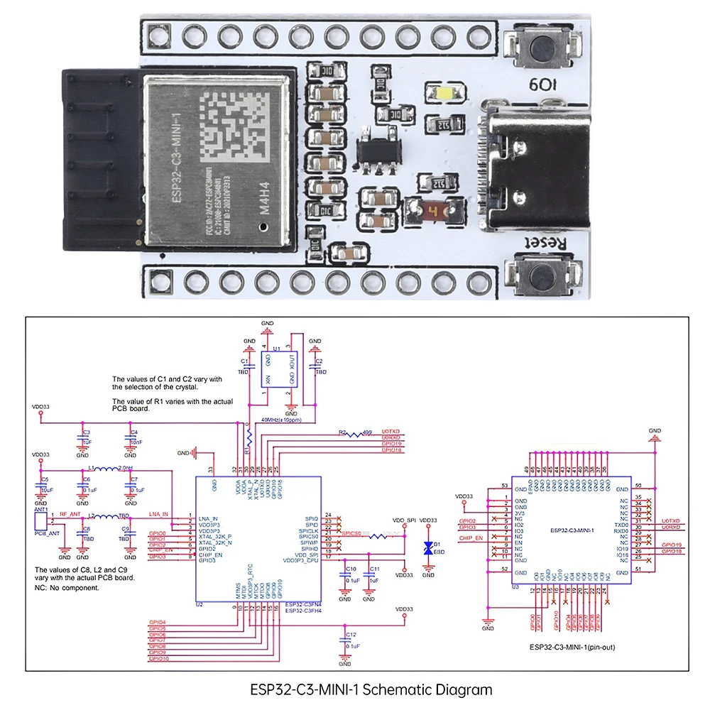 Moduł rozwojowy ESP32 C3 Mini Wifi Moduł pokładowy ESP32-C3-Mini-1 Interfejs typu C RISC-V 32-bitowy procesor jednordzeniowy