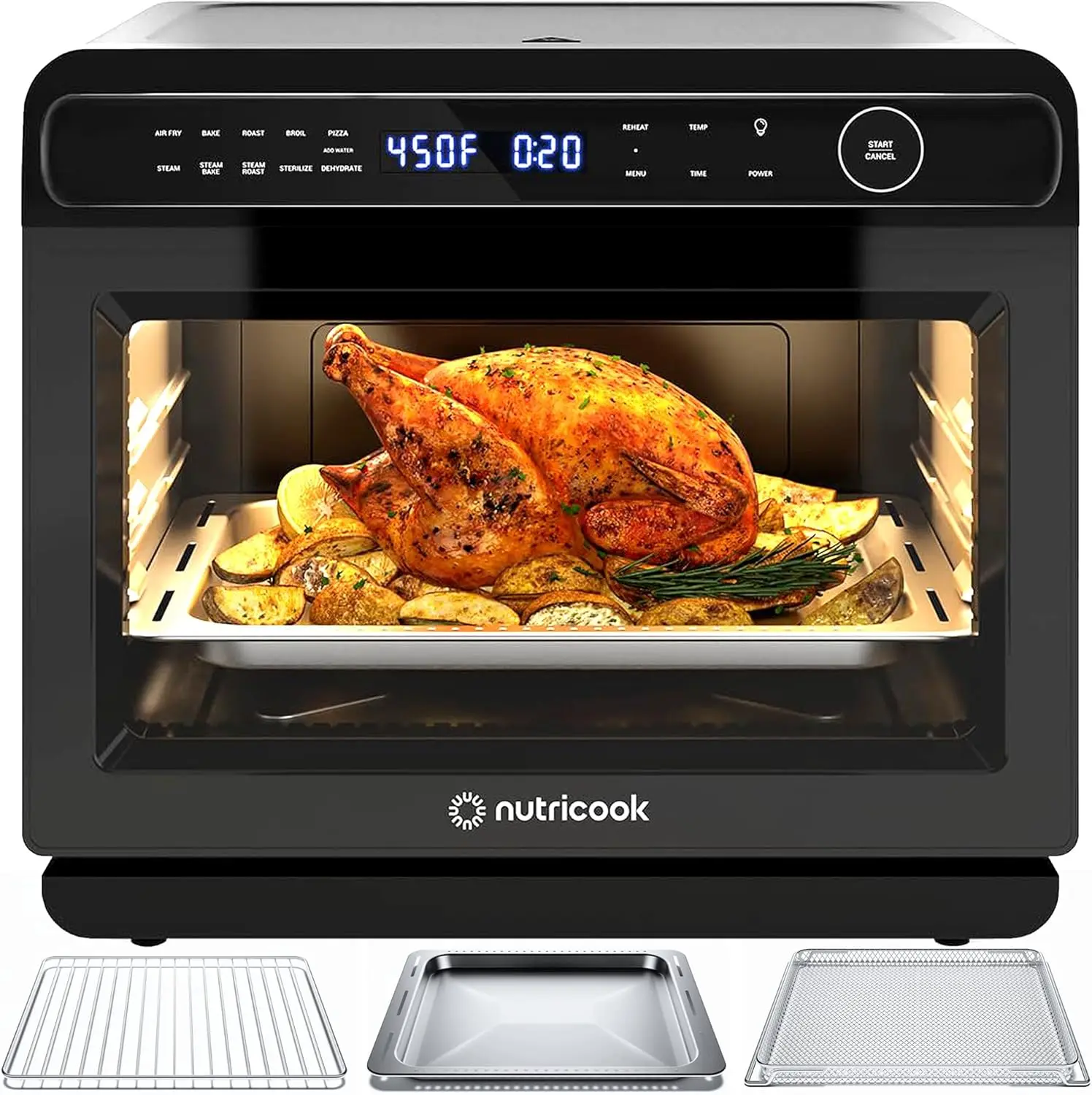 

Steami 24L Steam Air Fryer Oven 11 in 1 Convection Countertop Multi Cooker with Real Steam Tech Air Fry Bake Roast Dehydrate
