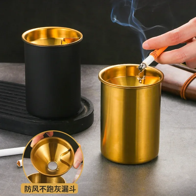 

Detachable Metal Stainless Steel Ashtray Creative Funnel Windproof Car Ashtray Cup Living Room Anti-fly Ash Office Home Decor