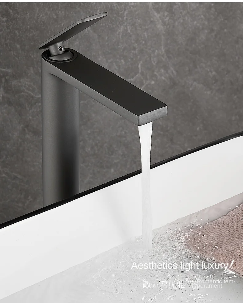 Bathroom White/Gray Bronze Solid Brass Luxury Basin Sink Tall Faucet Single Handle Water Mixer Bath Tap High And Short Style