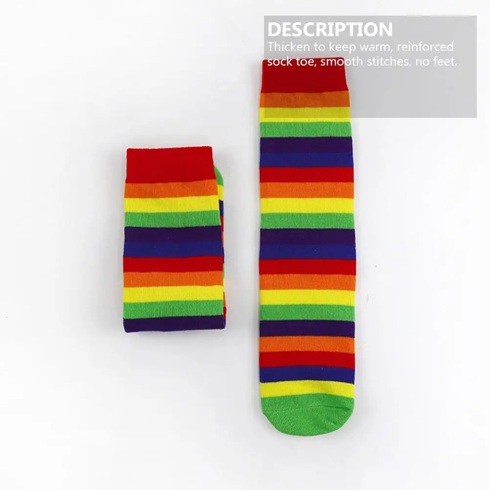 2 pares de calcetines de algodón a rayas arcoíris 5-12 años medias cómodas elásticas cálidas calcetines de algodón para niños uso diario