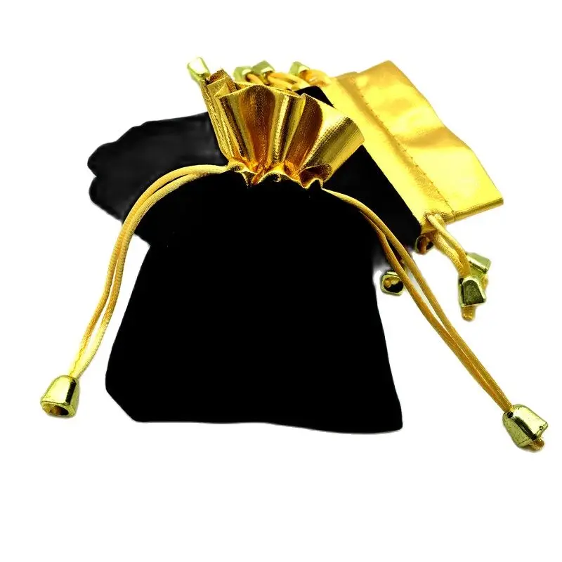 50Pcs/Lot7*9cm Gold and Black Flannel Jewelry Bags