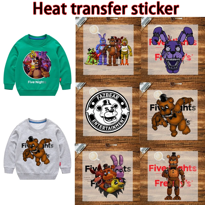 

Five Nights At Freddys Patches Clothing Pegatinas Impresas En Ropa Heat Transfer Stickers T-Shirt Anime Patch Sticker DIY Gift