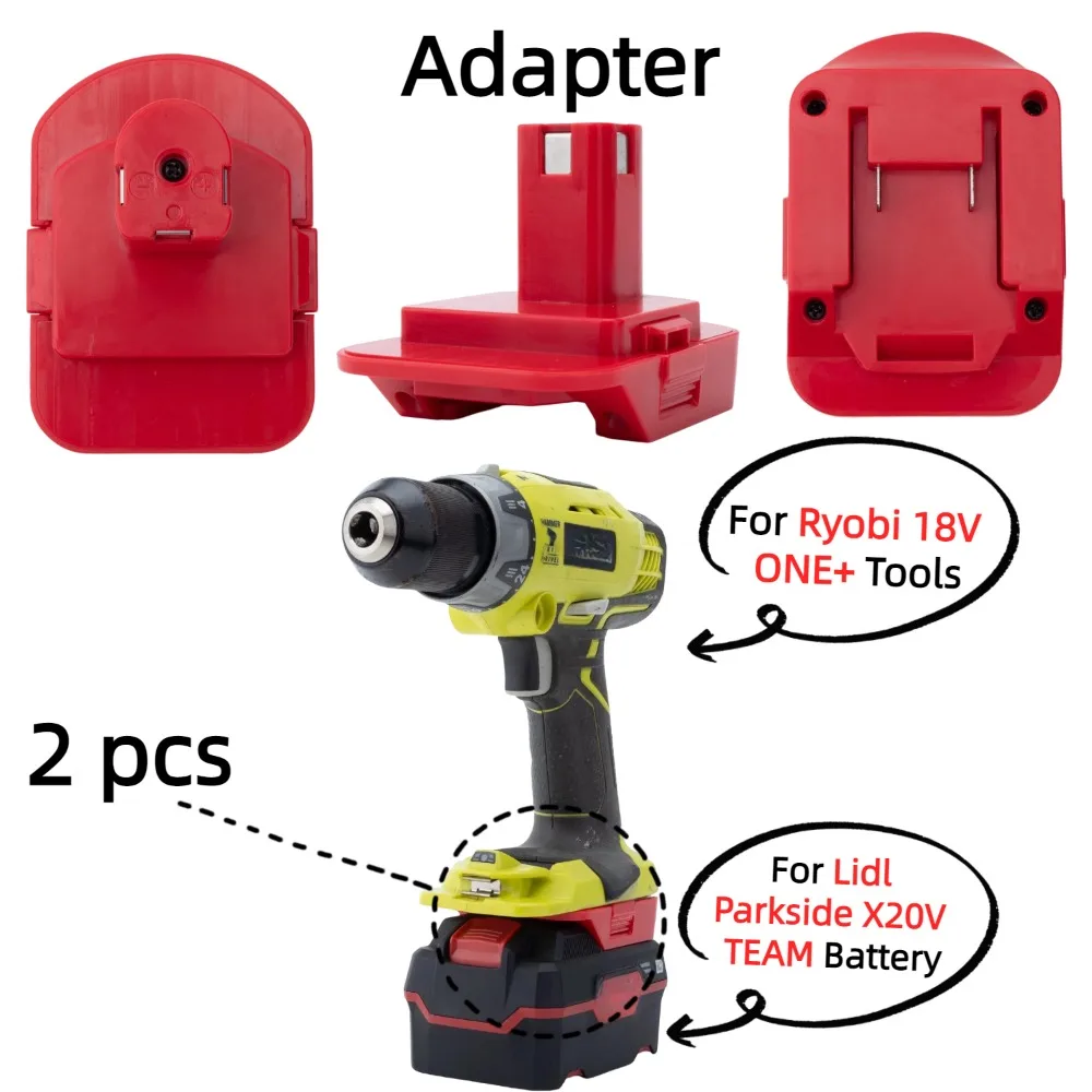 2 Pcs Battery Adapter for Lidl Parkside X20V TEAM Li-ion Battery TO Ryobi 18V ONE+ Cordless Drill Tools Accessory (Only Adapter)