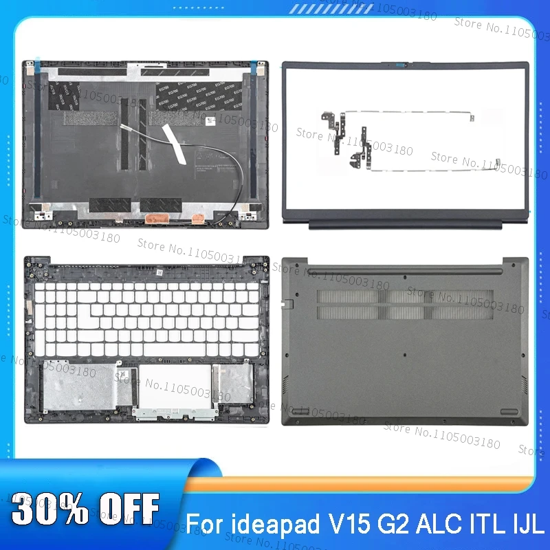 Para Lenovo ideapad V15 G2 ALC ITL IJL Laptop LCD contraportada/marco frontal/reposamanos/cubierta inferior/bisagras de repuesto gris