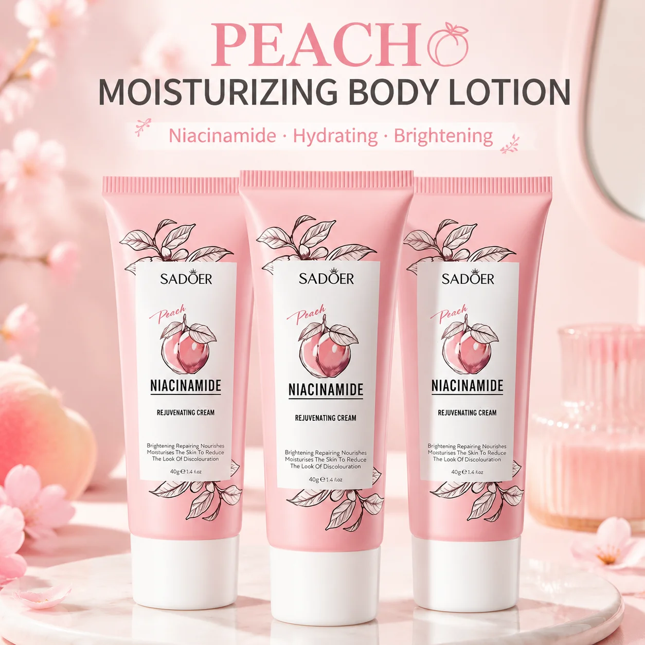 40g Peach Niacinamide Body Cream Brightening Moisturizing Skin Tone Rejuvenating Lotion For Armpit Joint Care
