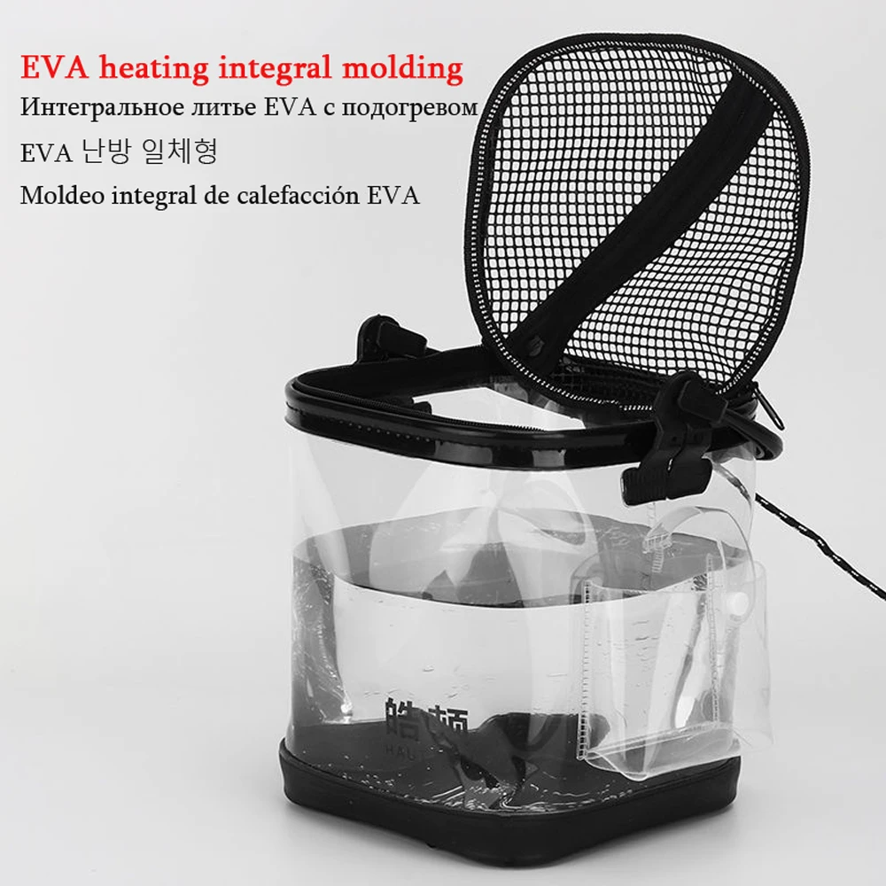 EVA Foldable Fishing Bucket Box for Live Fish Oxygen Pump Portable Thick Storage Container Carrier Bag Soft Handle Rope Outdoor