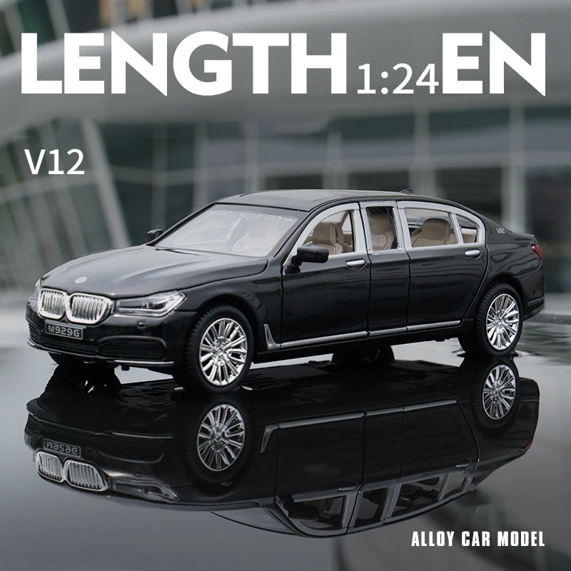 2021 new 1:24 BMW 7 Series 760 i car alloy car model simulation car decoration collection gift toy Die casting model boy toy