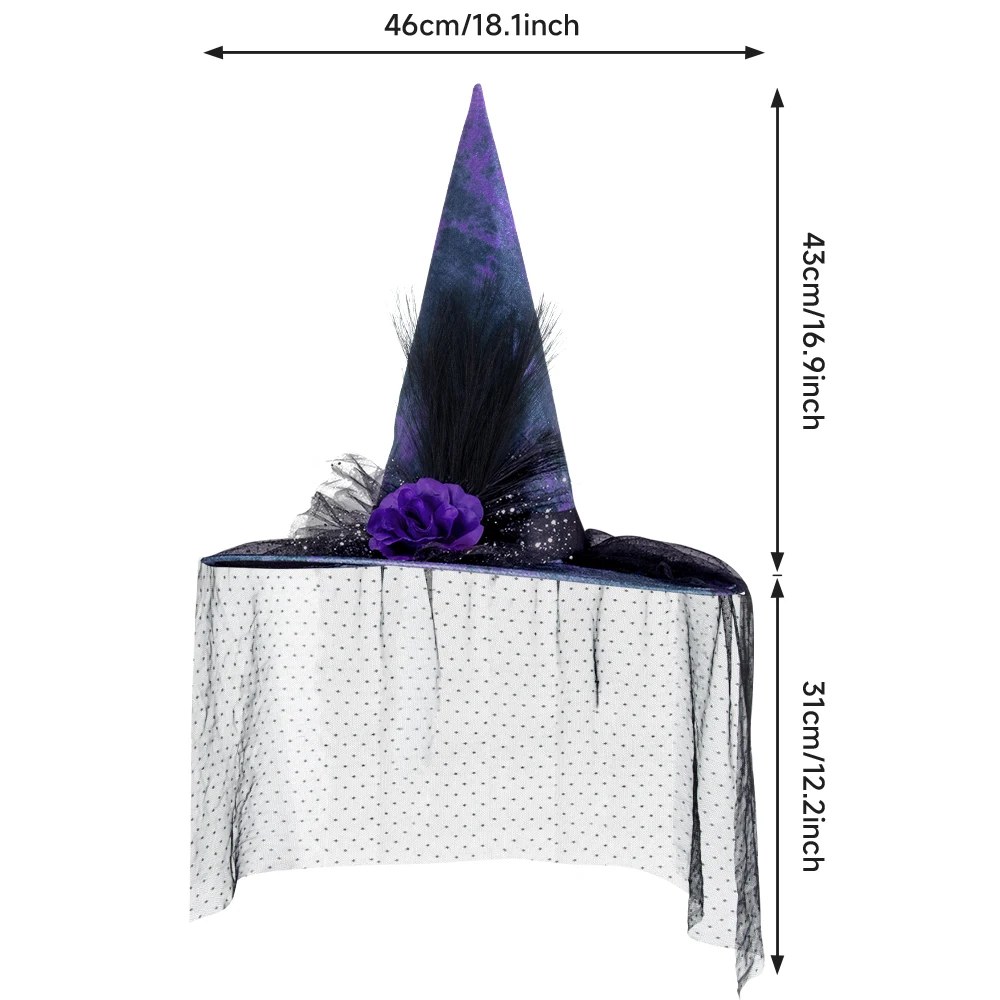 Halloween Gothic Flower Mesh Witch Hat Dress up Props Cosplay Props