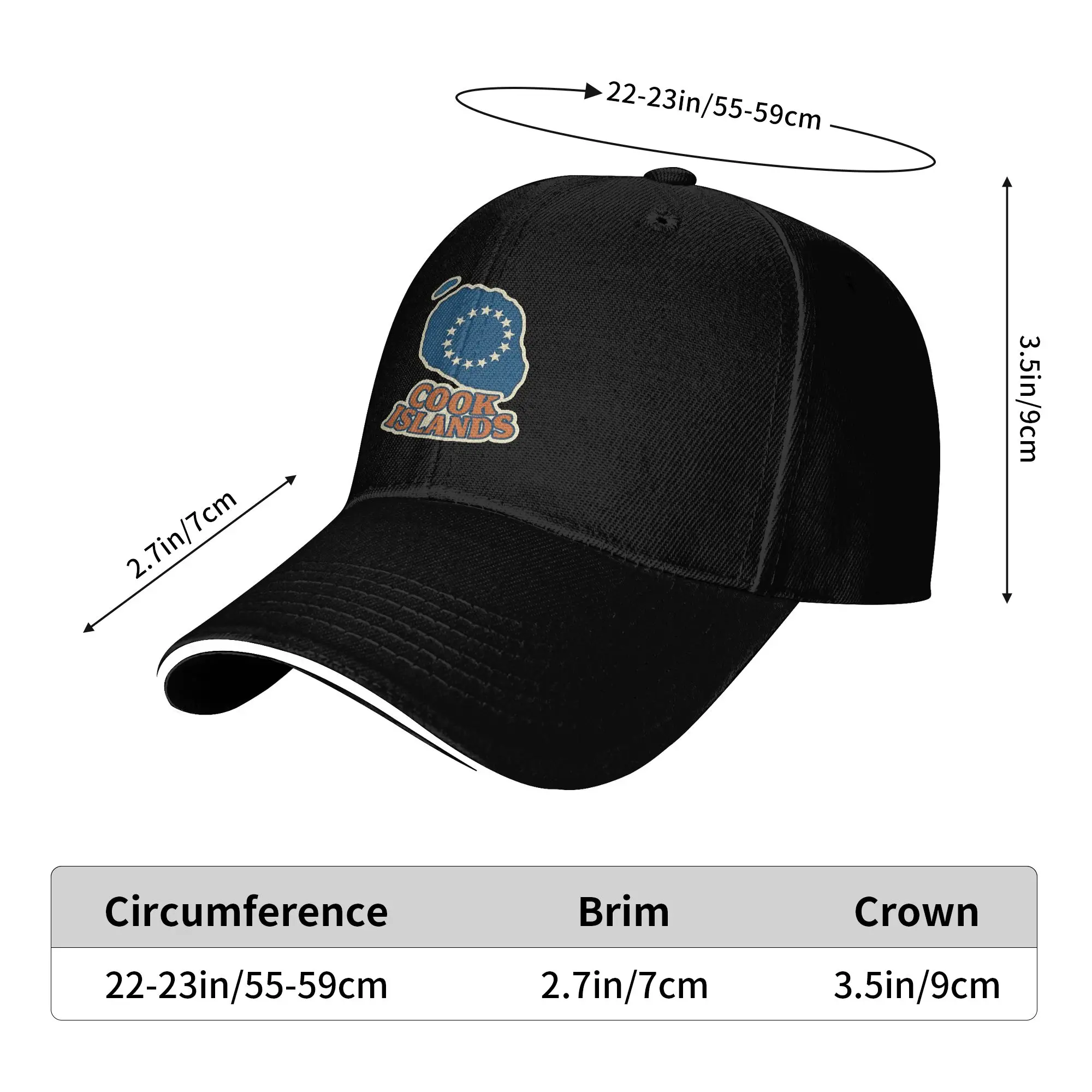 Cook Islands Emblem Map Baseball Cap  Classic Trucker Hat Summer Unisex-Teens Running Hippie Snapback Cap