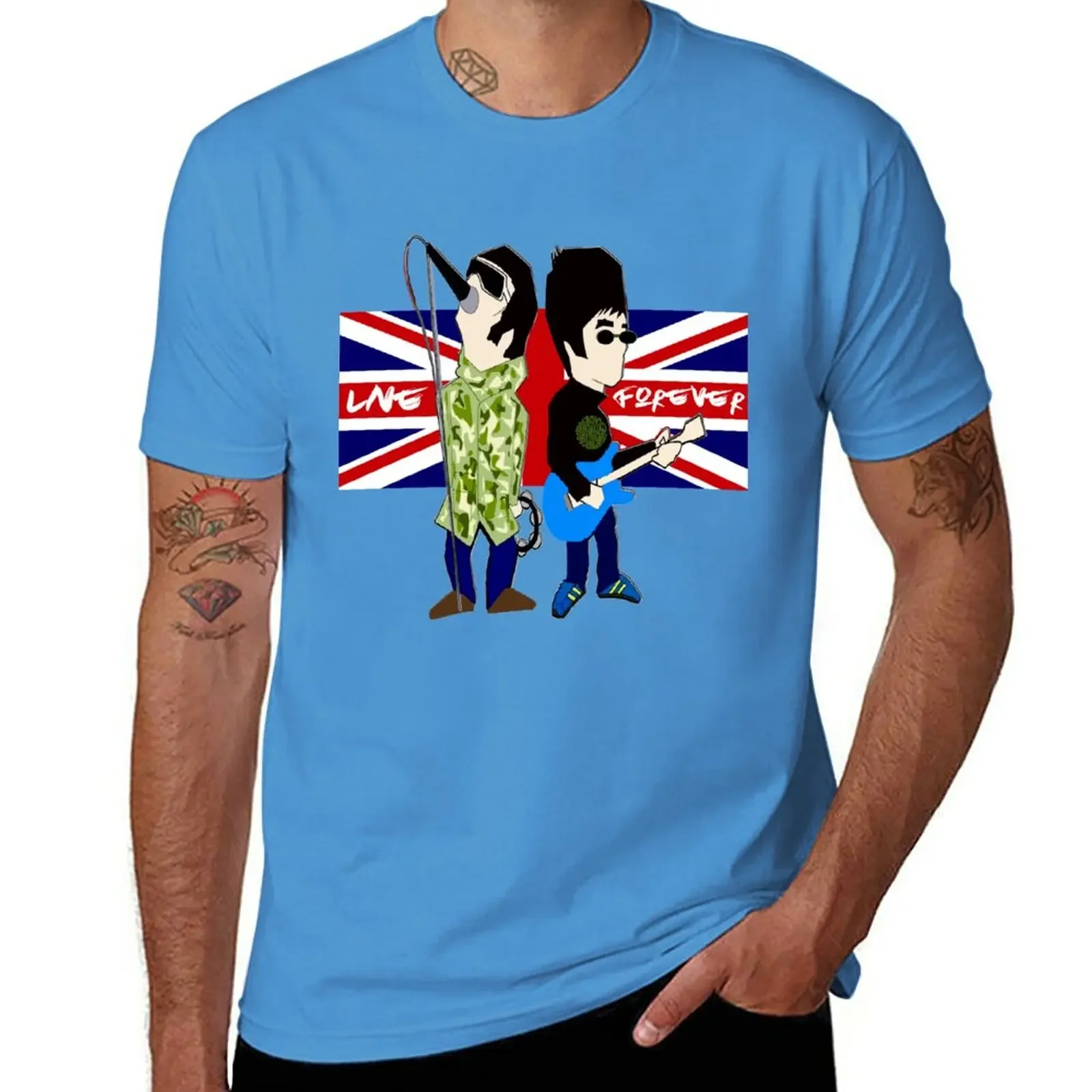funny t shirts tshirts for men New Brit Rock Gods Noel and Liam Gallagher Oasis Live Forever T-Shirt mens clothing harajuku