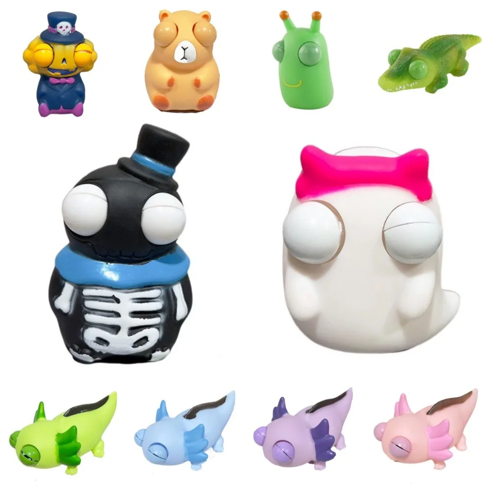 3 pçs abóbora globo ocular explosão squeeze brinquedo fantasma salamandra descompressão brinquedo de halloween dos desenhos animados capivara ventilação espremendo boneca