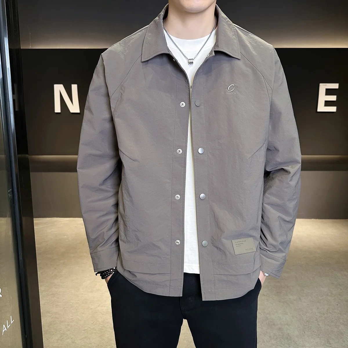 

High Quali New Sle Men's Cardigan Jaet Pure Color Collar Spring Autumn Cotton Blend Fabric Commute Sle Outerwear