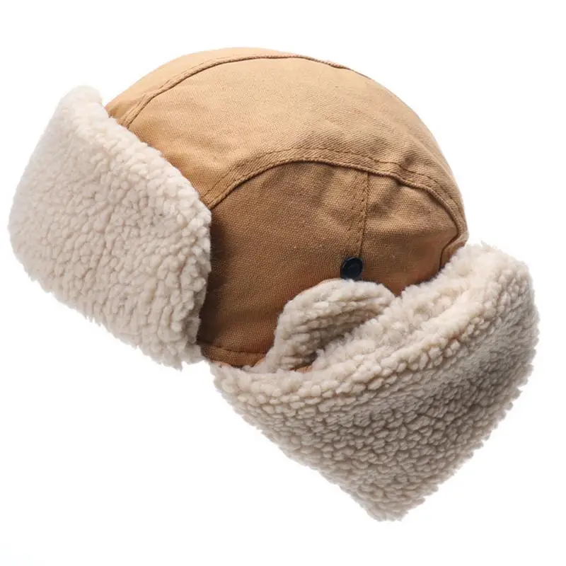 Pilot Hat With Goggles For Winter Skiing Beanie With Ear Protection Windproof Outdoor Ski Hat Warm Caps For Skiing Camping