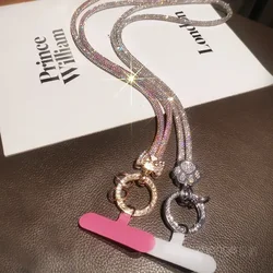 Long Rotating Head Cat Paw Full Diamond Hanging Neck Phone Hanging Rope Phone Chain Clip Type Phone Case Universal Lanyard Charm