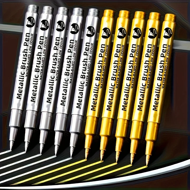 1/2 Stück goldene und silberne Permanentmarker zum Malen, zum Basteln von Steinen, Gelstift-Kunstprodukte, geeignet für Glas, Keramik. – Detail 1