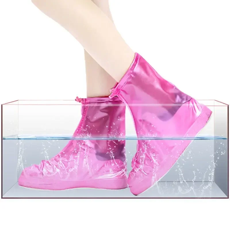 Waterproof Anti-Slip Rain Shoes Cover Reusable Shoe Cover Rain Boots Durable PVC Plastic Shoe Cover For Outdoor Walking Travel