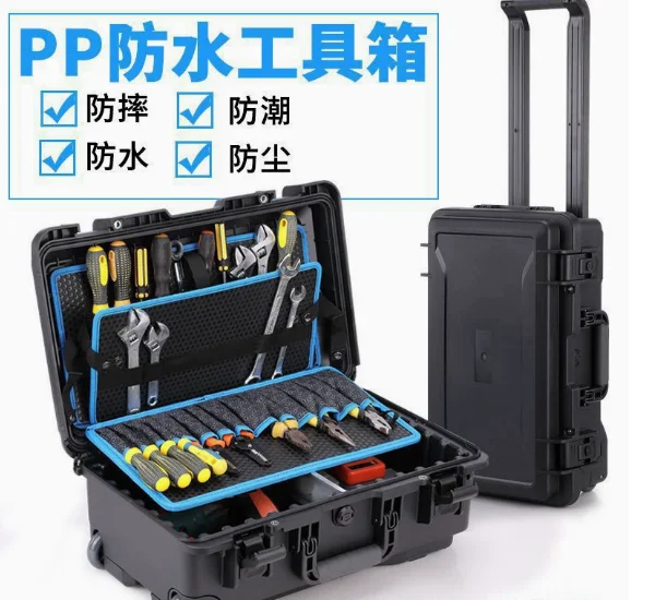 Toolbox Outdoor Hard Case with Trolley Pocket Tool Boards Wheel Electrician Tools chest Organizers Electric Drill Garage Storage