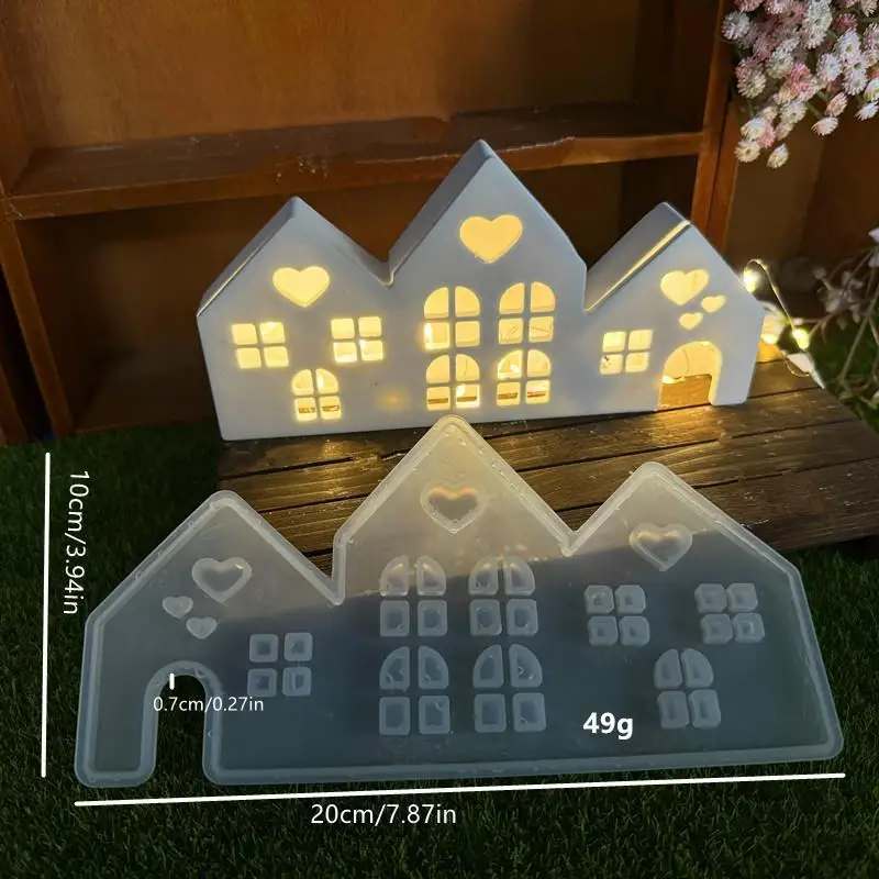 DIY European Style House Silicone Mold LED Night Light Gypsum Mold 3-4 Connecting Rooms Aromatherapy Warm Light Houses Mold