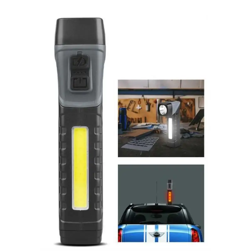 Mini Portable LED Flashlight 90-degree Rotatable Built-in Battery USB Rechargeable With Magnet Outdoor Camping Lantern