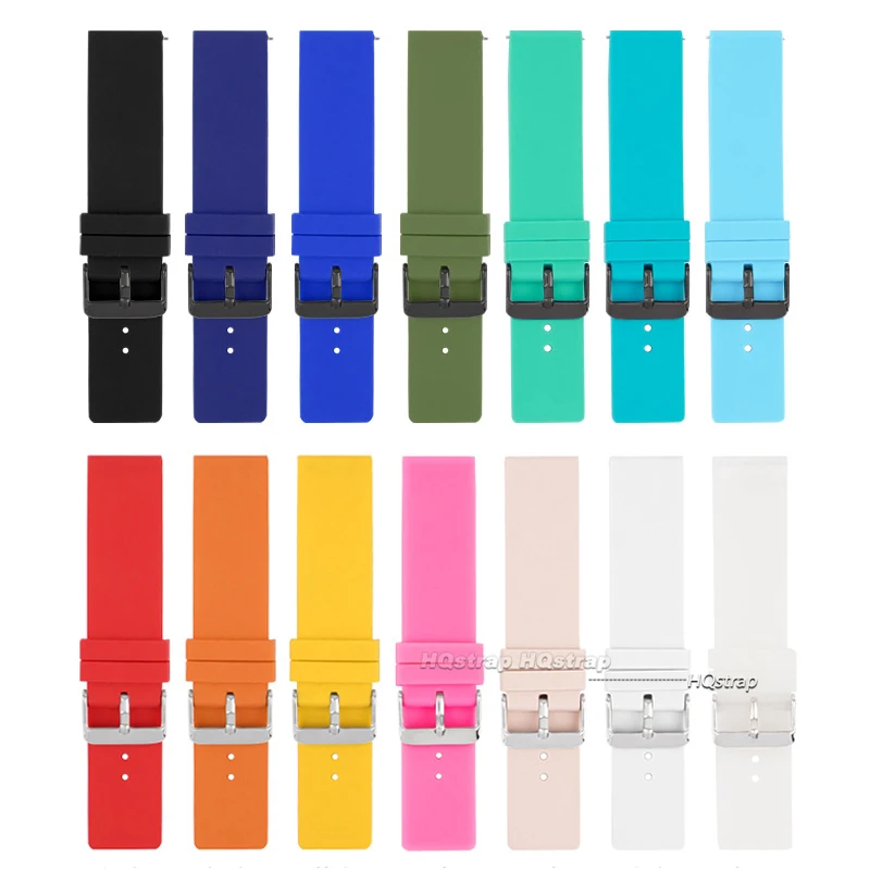 Silicone Rubber Watchband 12 14 16mm 18mm 20mm 22mm 24mm Women Men Wristband Polished Buckle Strap Waterproof Sports Watch Belt