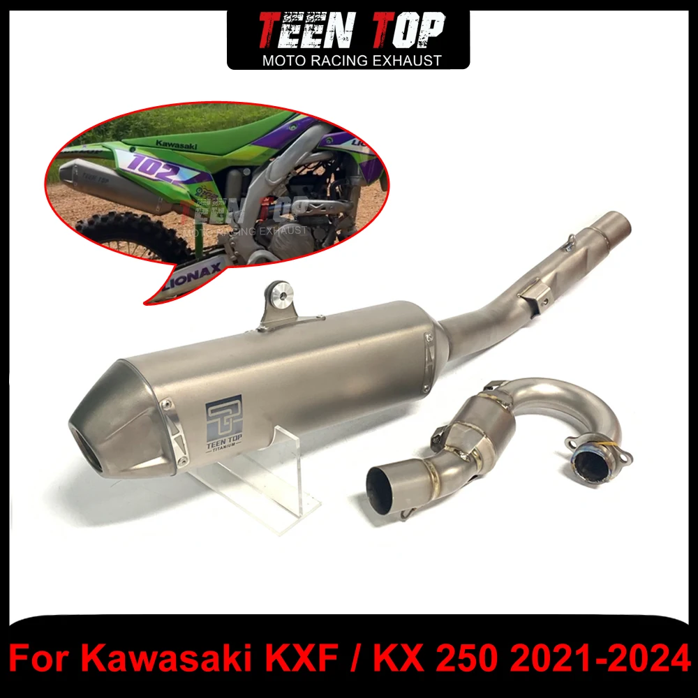 

For KAWASAKI KXF/KX 250 Full Exhaust Systems Titanium Alloy Motorcycle 45mm KXF 250 2021-2024 Slip on Exhaust Connection Pipe