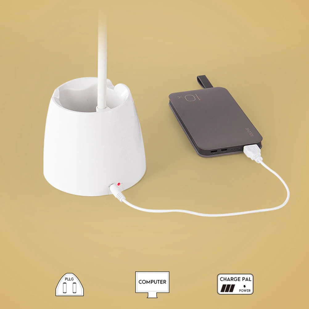 

Usb Rechargeable Eye Care Study Lamp Reading Light Touch Desk Lamp With Pen Holder Phone Rack For Students Gift Home Office