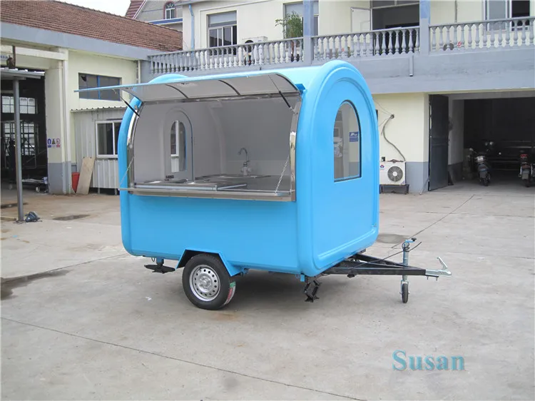 Carrinho de comida móvel de 220 cm de comprimento e 160 cm de largura, reboque de comida em aço inoxidável, caminhões de comida para venda