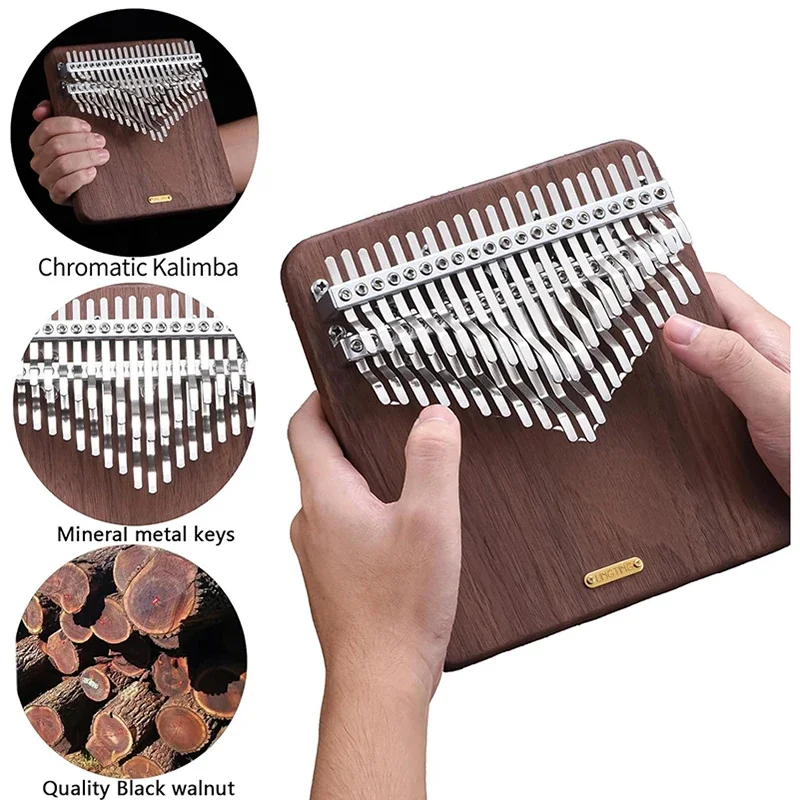 Linting chromatyczna Kalimba 34 42 kluczyk C Note przenośna kciuk fortepian klawiatura muzyczna profesjonalne instrumenty muzyczne Kalimba prezenty