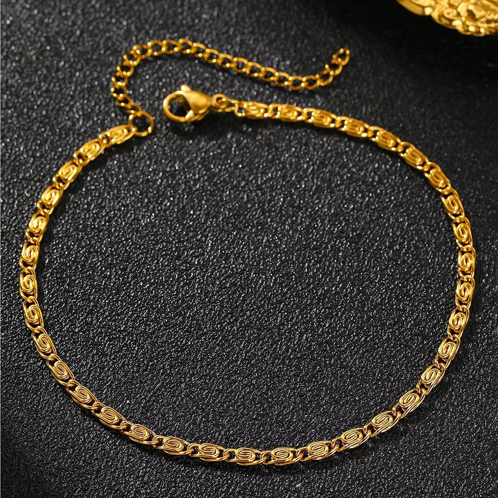 FTCY Stainless Steel Chain Bracelet for Women Gold Color Lightweight Luxury Women's Bracelet Foot Ankle Jewelry Accessories image 6