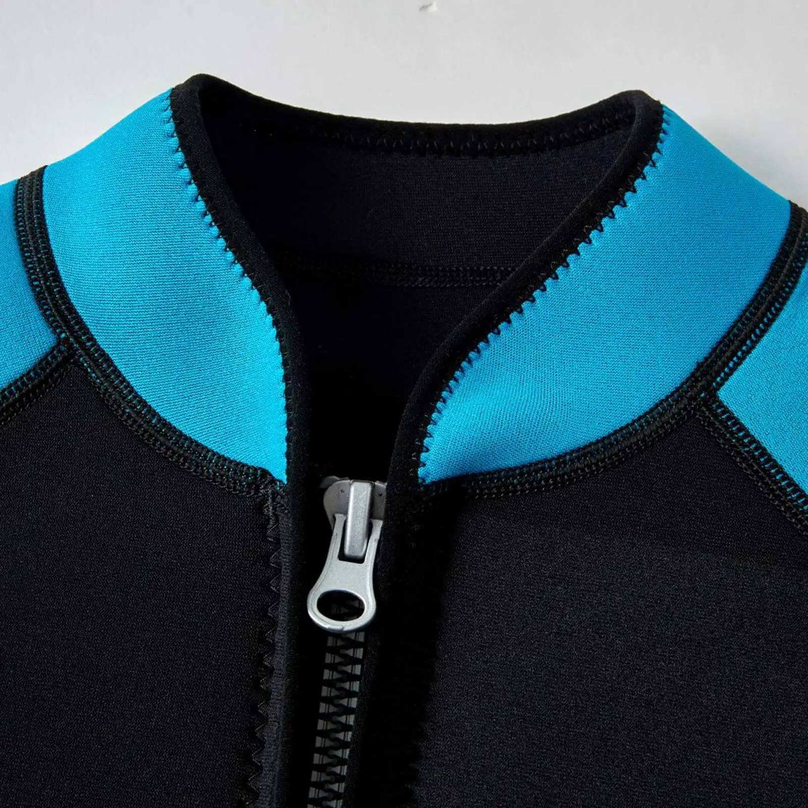 Women 2mm Neoprene Wetsuit Top Stand Collar Long Sleeve Zipper Color Block Surfing Thermal Jacket for Swimming Snorkeling Diving