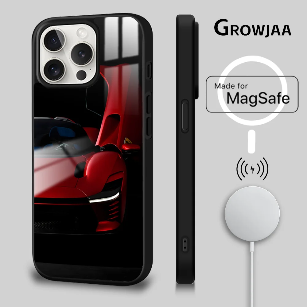 Classic supercar F-Ferraries F40 Phone Case For iPhone 16 15 14 13 12 11 Pro Max Plus Mini Magsafe Mirror Wireless Magnet Cover