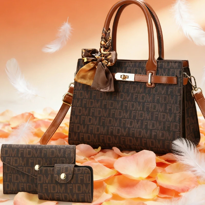 

Three-piece set of women's bags, including tote bag, messenger bag, and casual bag for women. Kelly bag and platinum bag, luxuri