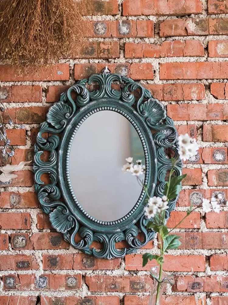 

Classical Carved French European Vintage Hollow Wall Hanging Bathroom Porch Mirror