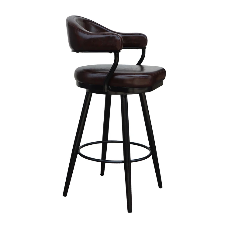 Luxury New Arrival Leather Cushion Bar Chair Stainless Metal Base Bar High Chair Stool