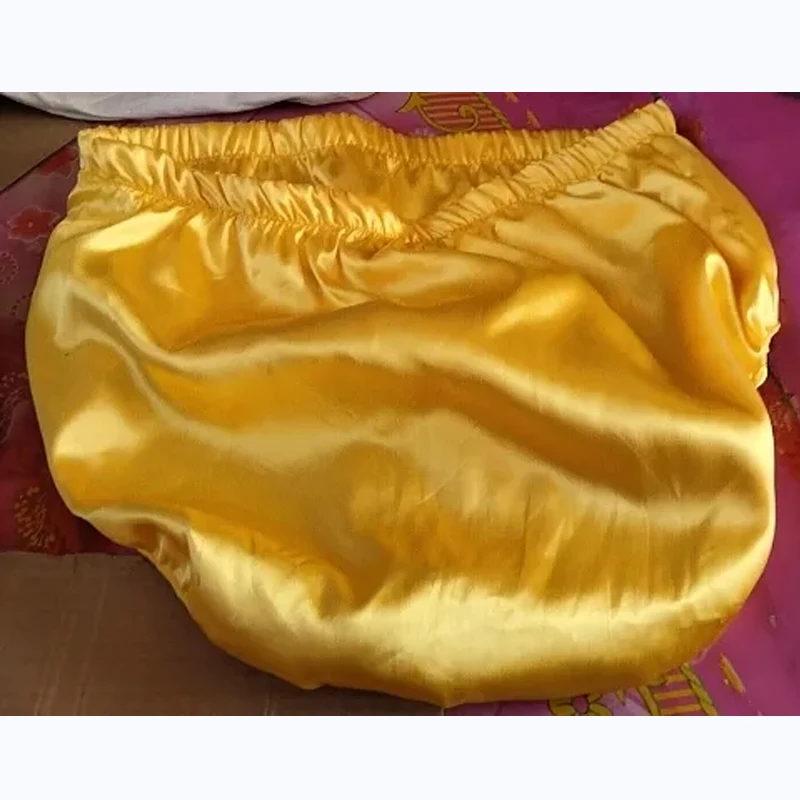 

Мужские двухслойные шелковистые трусики с высокой талией, имитация шелковых трусов-футляров, нижнее белье ЛГБТ, костюмы для живого шоу