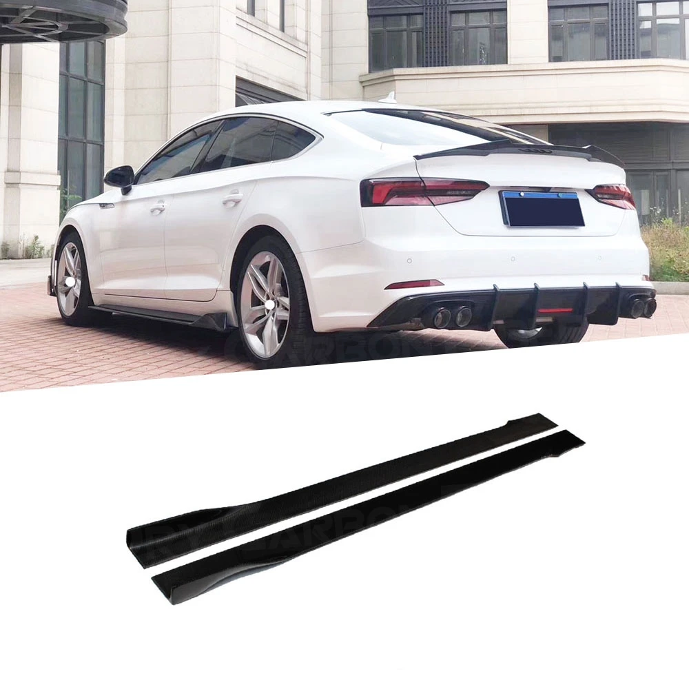 2Pcs/Set Carbon Fiber Car Bumper Side Skirts Extension Body Apron Lip Prodect For Audi A5 Sline S5 RS5 Car Styling FRP