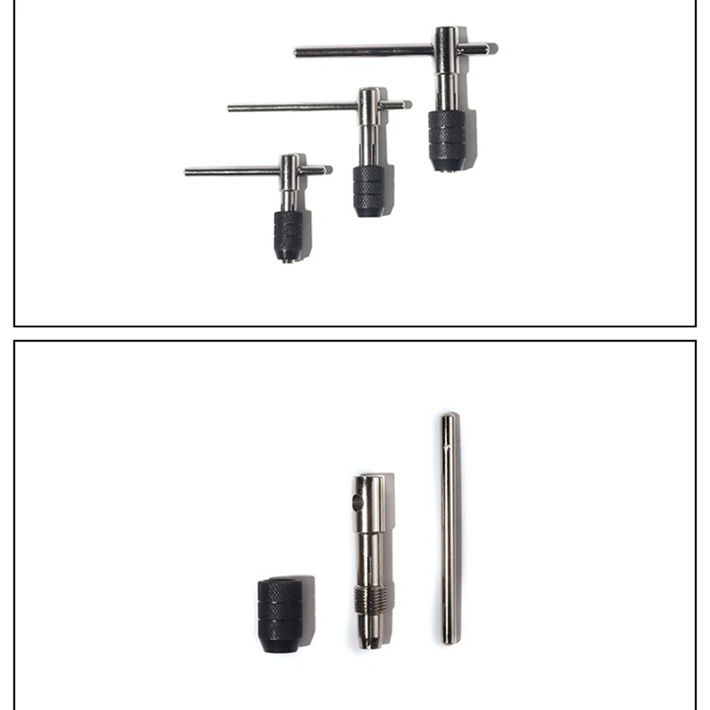 

3Pcs T-Handle Ratchet Tap Wrenches Three Position Quick Efficient Action M3-6 M5-8 M6-12 Durable Metal