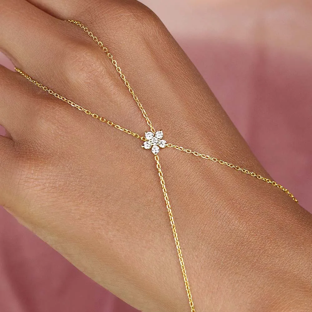 Stonefans New Simple Flower Bracelet Handmade For Women Trendy Dainty Personalized | Adjustable Hand Chain Jewelry Ring Bracelet