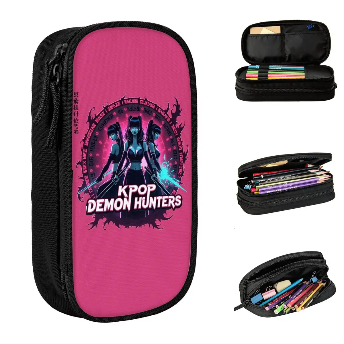

Kpop Demon Hunters K-Pop пенал для девочек на молнии пенал для студентов Kawaii портативные школьные пеналы органайзер для канцелярских принадлежностей