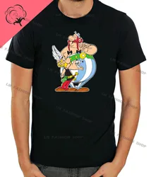 Asterix & Obelix Funny Characters Short Sleeve White T Shirt Men F076 Cotton