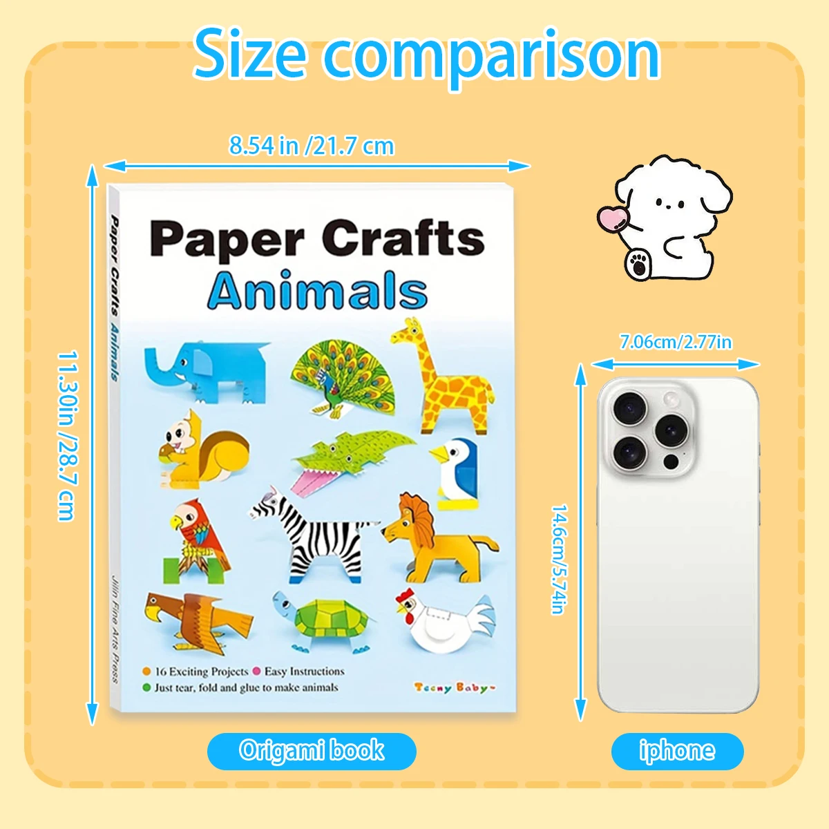كتاب اوريغامي مصنوع يدويًا ثلاثي الأبعاد للأطفال: موضوع حيوانات ممتع، ممارسة إبداع الأطفال