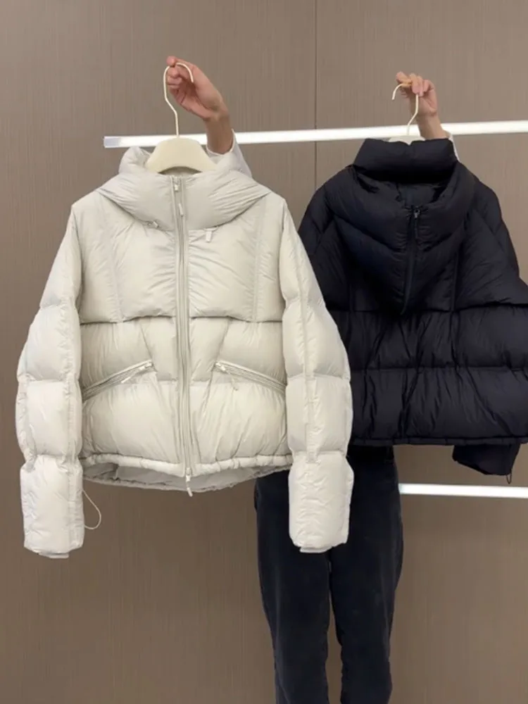 ユニークなオルトパファージャケット レディース 冬用 ティエンデッドブレッド スレ アウターウェア 韓国版 ストレートカット ホワイト ダウン入り