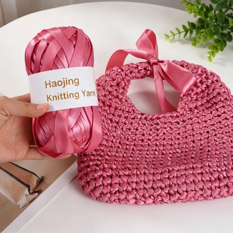 Hilo de Raso Colorido Adecuado para Manualidades y Bolsos Tejidos a Mano, Hilo de Alta Calidad en Nueve Colores, 3 Piezas, Ideal para Principiantes