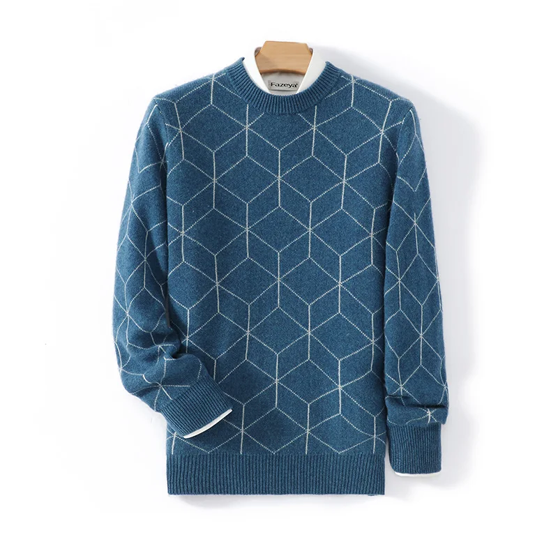 

Осенне-зимний пуловер, мужской свитер с круглым вырезом, повседневный вязаный свитер с длинными рукавами, модный универсальный новый мужской свитер из 100% чистой шерсти