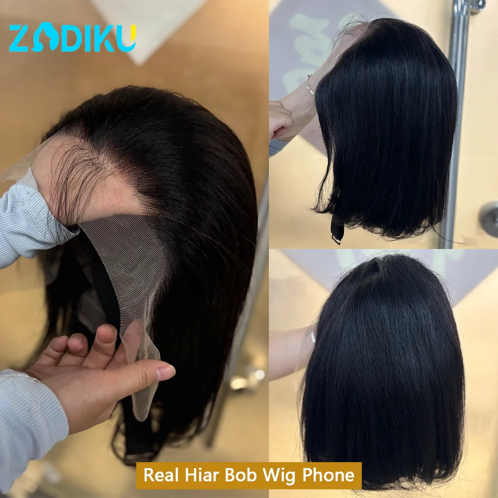 ZIDIKU مستقيم بوب شعر مستعار شعر الإنسان 13x6 خصلات الشعر المستعار الإنسان Hd الدانتيل شعر طبيعي مفرود الباروكات 100% شعر الإنسان شعر مستعار أسود على التخليص