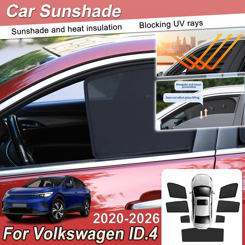 

Для Volkswagen VW ID.4 E21 2020~2026: Магнитная сетчатая солнцезащитная шторка, аксессуары для защиты от солнца, УФ-защита для автомобильных окон и лобового стекла, автозапчасти