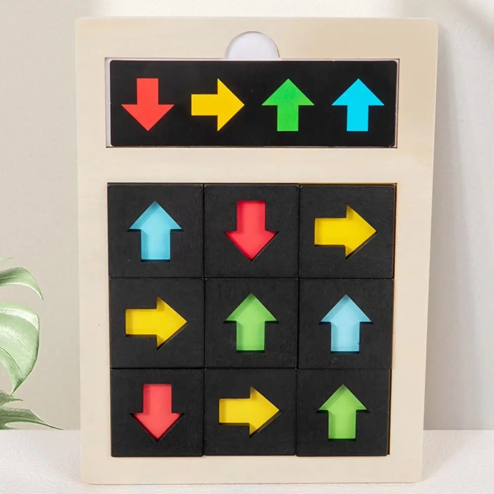 Wooden Direction Cognition Sensory Game Puzzle Logical Thinking Montessori Parish Portable Educational Color Shape Matching